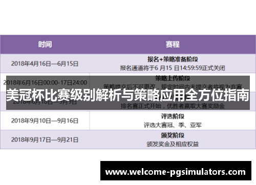 美冠杯比赛级别解析与策略应用全方位指南
